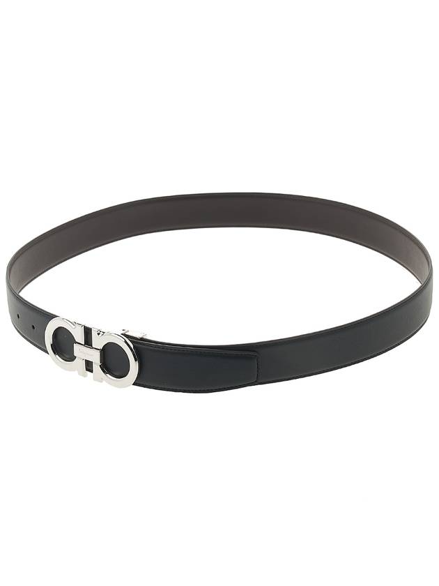 Reversible Gancini Leather Belt Black - SALVATORE FERRAGAMO - BALAAN 6