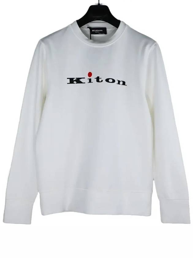 UMK025916002 White logo printing crew neck tshirt - KITON - BALAAN 1