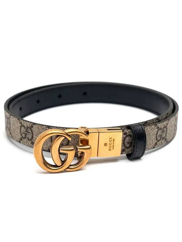 GG Marmont Reversible Thin Belt Grey - GUCCI - BALAAN.