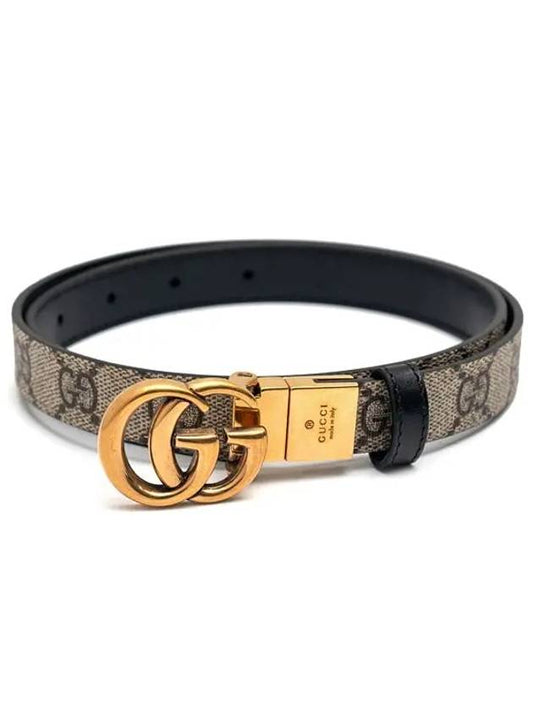 GG Marmont Reversible Thin Belt Grey - GUCCI - BALAAN 2