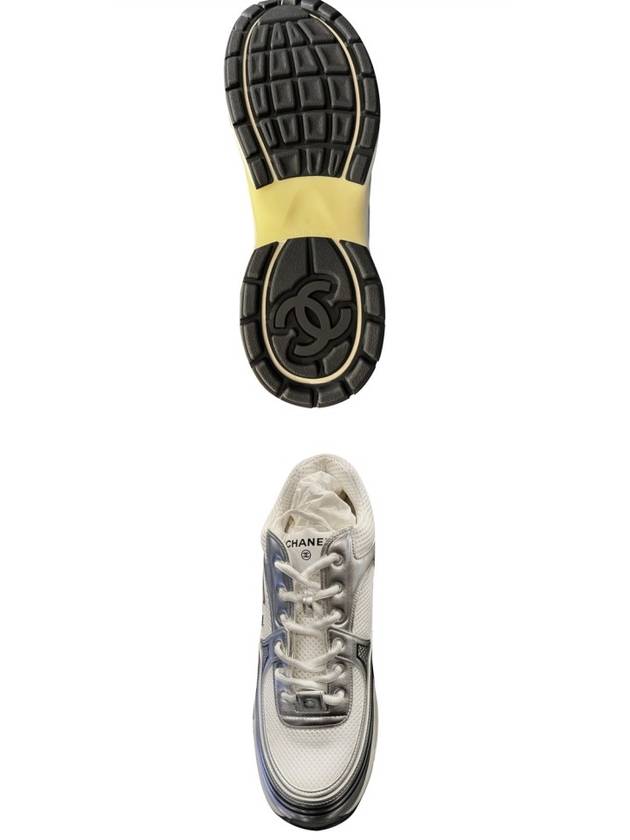 Fabric Laminated Low Top Sneakers Silver - CHANEL - BALAAN 6