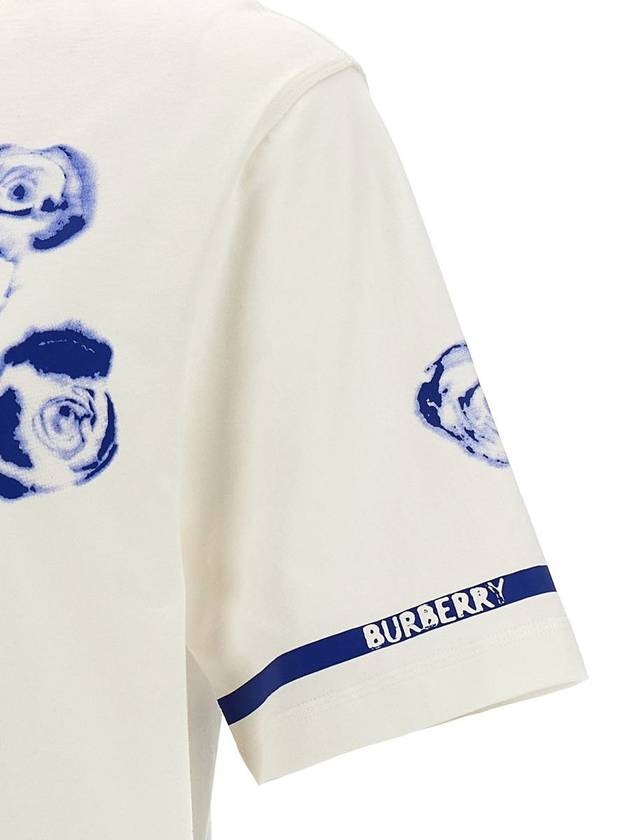 Rose Print Cotton Short Sleeve T-Shirt White - BURBERRY - BALAAN 5