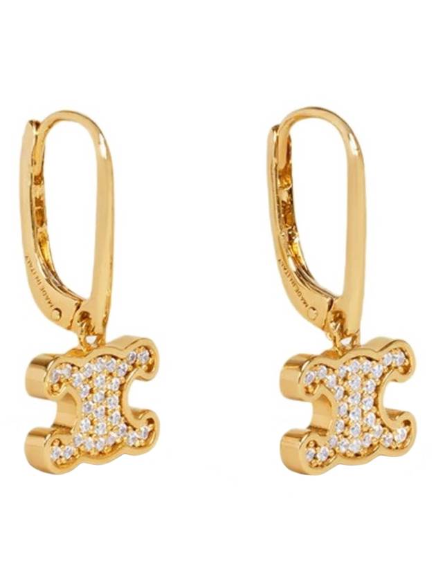 Triomphe Rhinestone Earrings Gold - CELINE - BALAAN 4