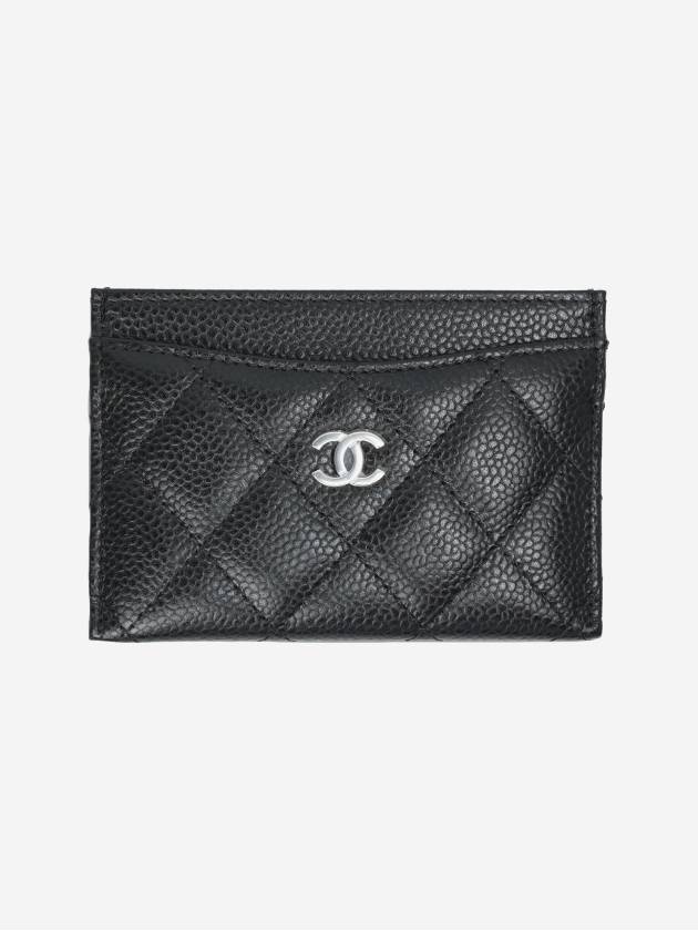 Classic Card Holder Grained Calfskin Silver Black - CHANEL - BALAAN 2