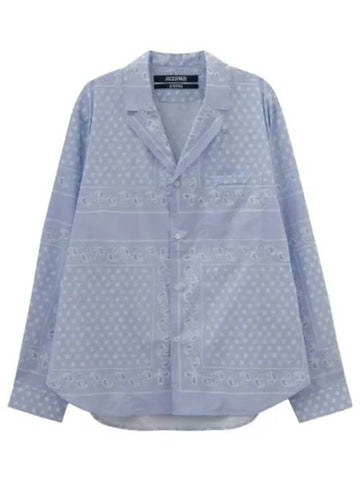 Jacquemus La Chemise Louise Shirt Blue Paisley - JACQUEMUS - BALAAN 1