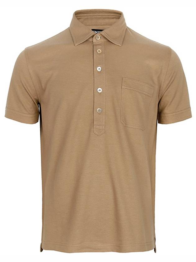 Pocket Cotton Polo Shirt Brown - TOM FORD - BALAAN 2