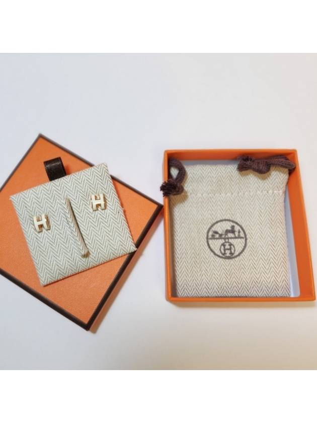 Mini Pop H Earring Rose Gold & Blanc - HERMES - BALAAN 8