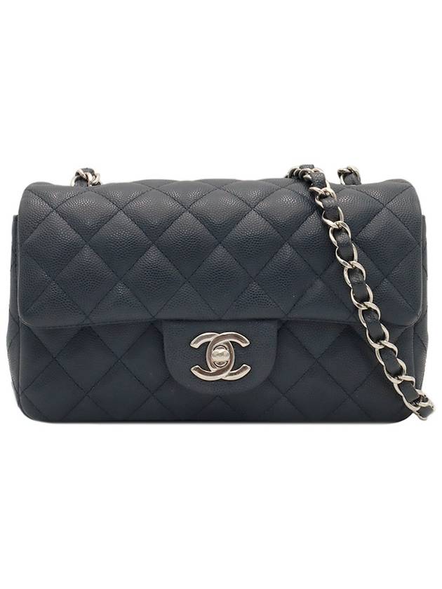 Navy Caviar Silver Chain Classic New Mini Flap Shoulder Bag No 26 - CHANEL - BALAAN 1