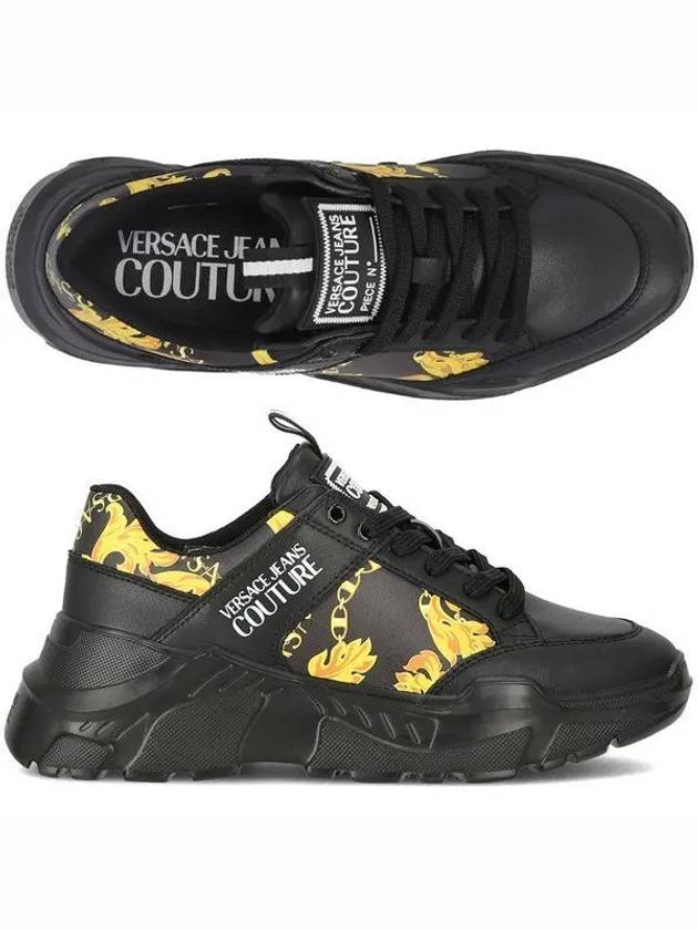 Jeans Couture Logo 77YA3SC2 ZP324 G89 Baroque Printing Leather Men s Sneakers 1052651 - VERSACE - BALAAN 1