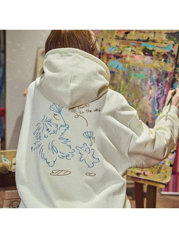 Wind Puppy Embroidered Hooded Zip Up Cream - CPGN STUDIO - BALAAN 1