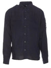 Linen Pocket Long Sleeve Shirt Navy - CP COMPANY - BALAAN 2