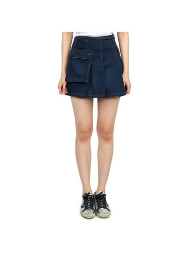 Women's Cotton Denim Couture Wrap Mini A Line Skirt Deep Blue - DIOR - BALAAN 1