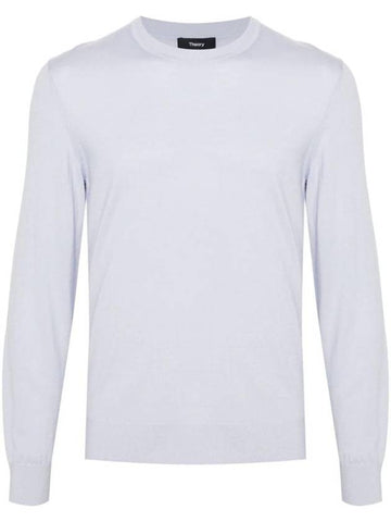 Crew Neck Wool Knit Top Blue - THEORY - BALAAN 1