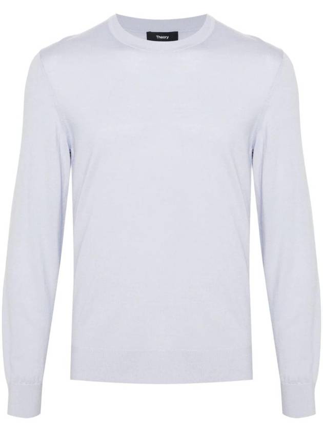 Crew Neck Wool Knit Top Blue - THEORY - BALAAN 1