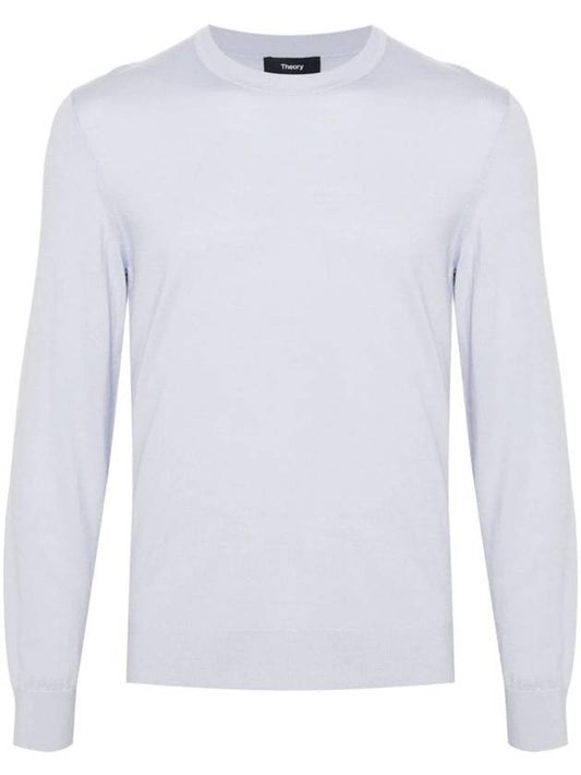 Crew Neck Wool Knit Top Blue - THEORY - BALAAN 1