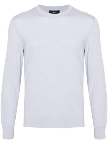 Crew Neck Wool Knit Top Blue - THEORY - BALAAN 1