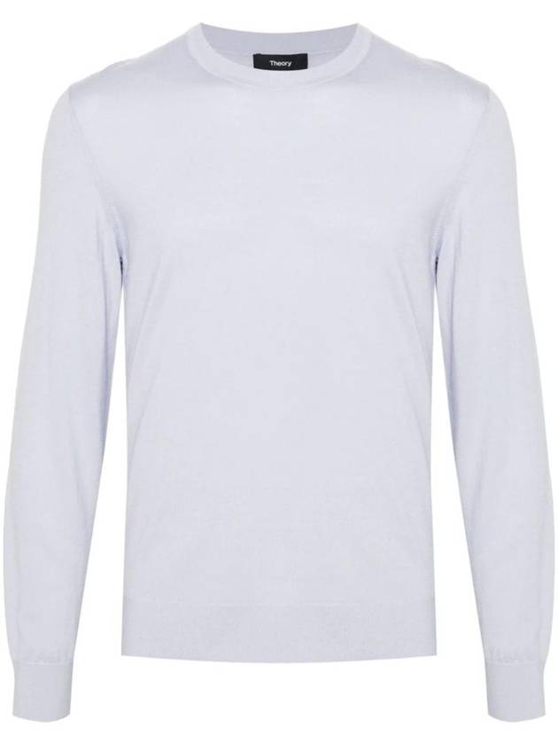 Crew Neck Wool Knit Top Blue - THEORY - BALAAN 1