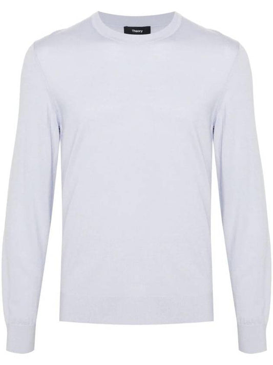 Crew Neck Wool Knit Top Blue - THEORY - BALAAN 1