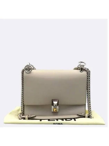 8M0381 A1FA F02TF Mocha Beige Color FF Logo Stud Decoration Khan Eye Small Chain Shoulder Bag - FENDI - BALAAN 1