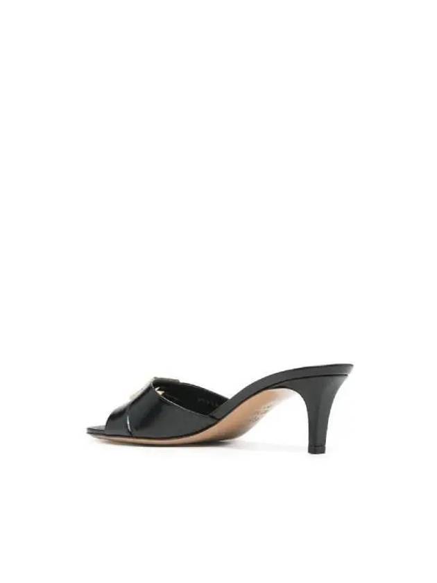 Fold Leather Medium Sandal Heels Black - FENDI - BALAAN 4