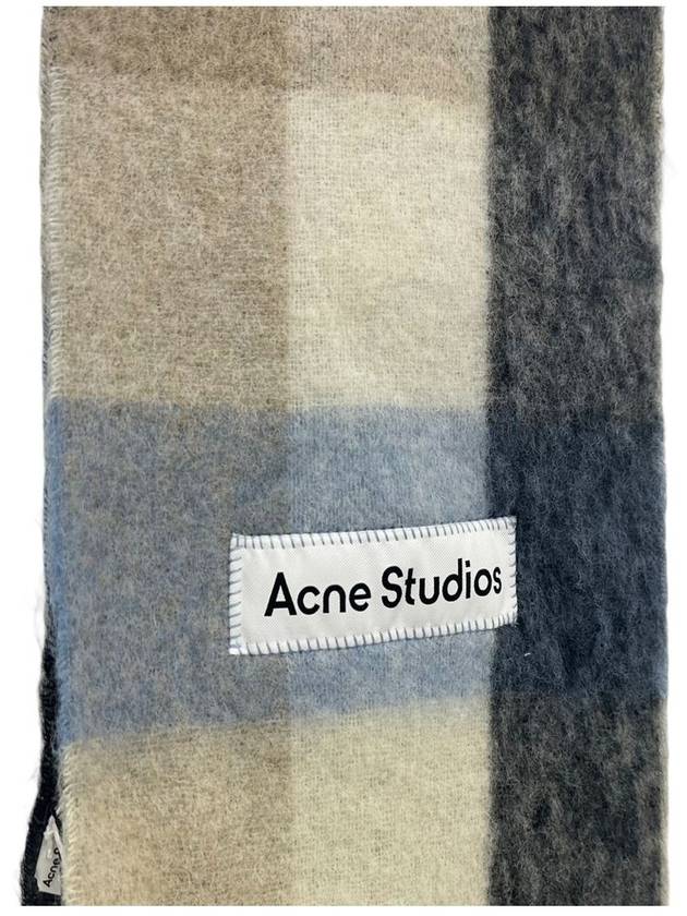 Check Mohair Muffler Blue Beige Black - ACNE STUDIOS - BALAAN 4