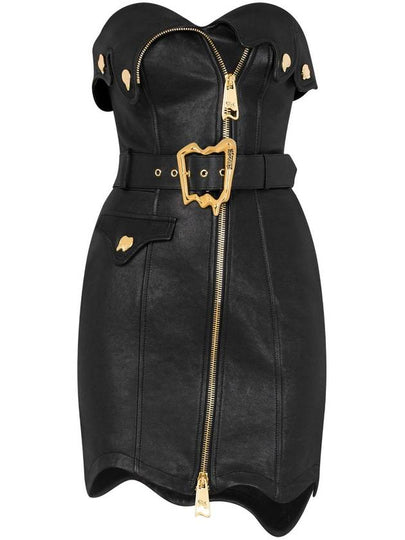 Strapless Leather Mini Dress A37055470 - MOSCHINO - BALAAN 2