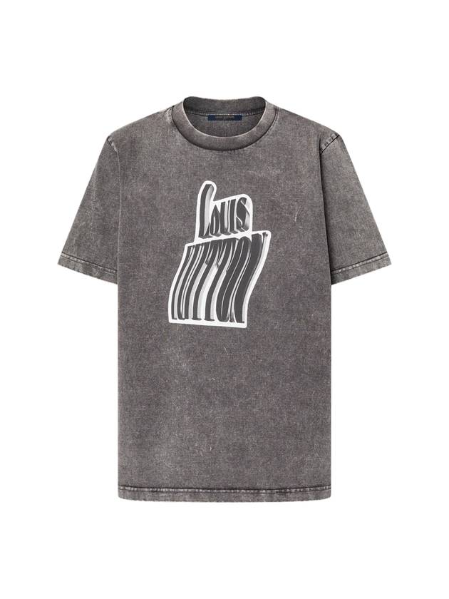 Graphic LV Signature Short Sleeve T-Shirt Grey - LOUIS VUITTON - BALAAN 1