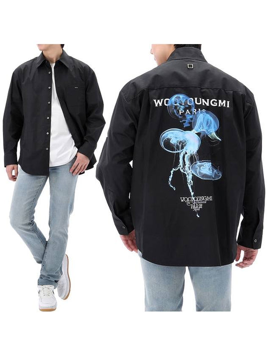 Luminous Jellyfish Back Logo Long Sleeve Shirt Black - WOOYOUNGMI - BALAAN 2