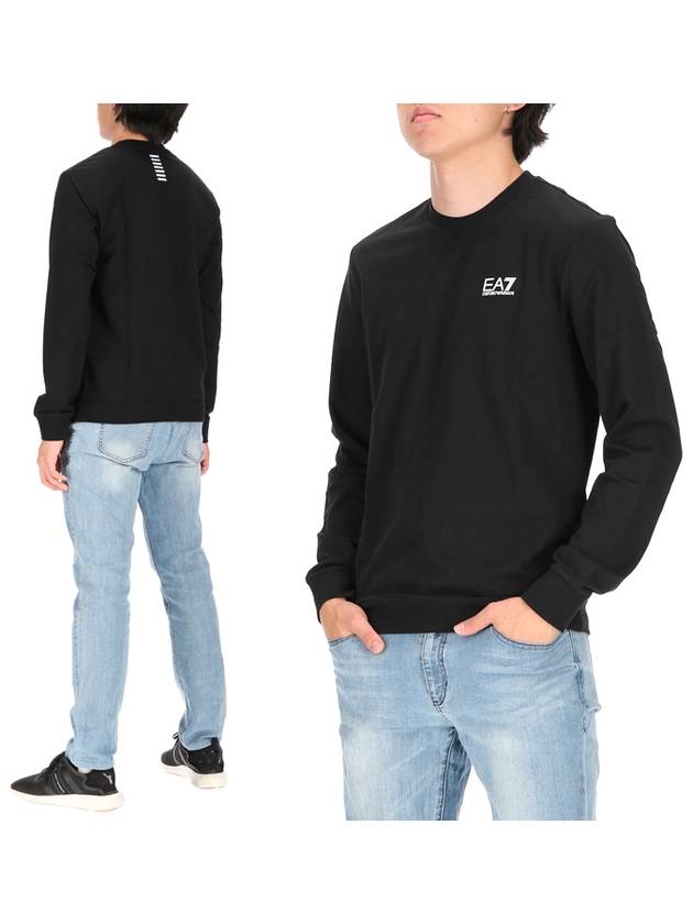 EA7 White Logo Print Sweatshirt Black - EMPORIO ARMANI - BALAAN.