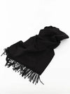 Embroidered Logo Cashmere Muffler Black - SAINT LAURENT - BALAAN 4