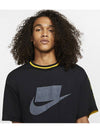 Sportswear Logo Back Check Short Sleeve T-Shirt Yellow Black - NIKE - BALAAN 5