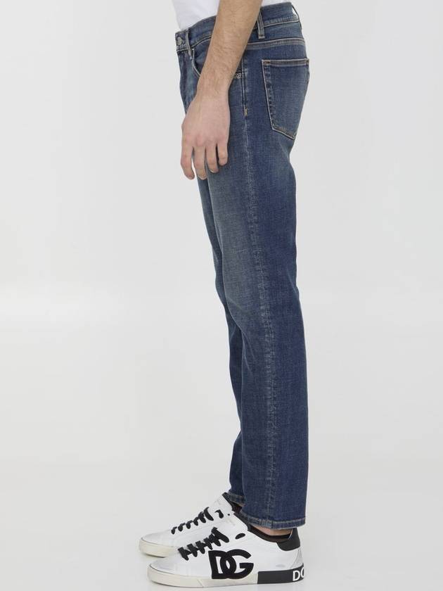 Blue Distressed Slim-Fit Jeans in Cotton Denim Man - DOLCE&GABBANA - BALAAN 4