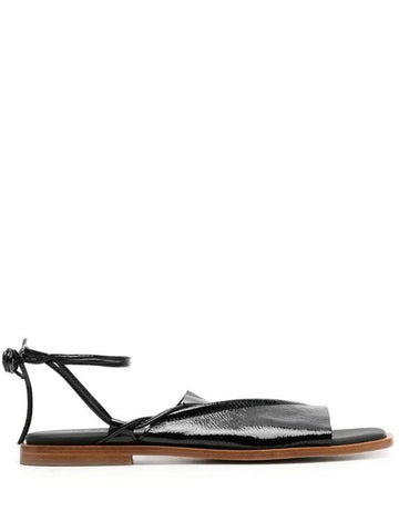 Clava Closure Leather Sandals Black - HEREU - BALAAN 1