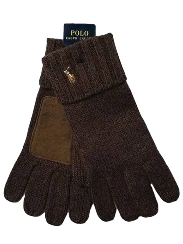 Signature Pony Merino Wool Touchscreen Gloves Brown - POLO RALPH LAUREN - BALAAN 1