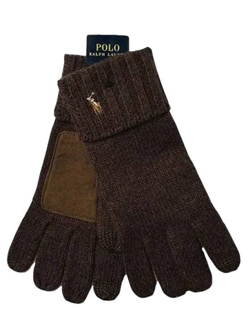 Signature Pony Merino Wool Touchscreen Gloves Brown - POLO RALPH LAUREN - BALAAN 1