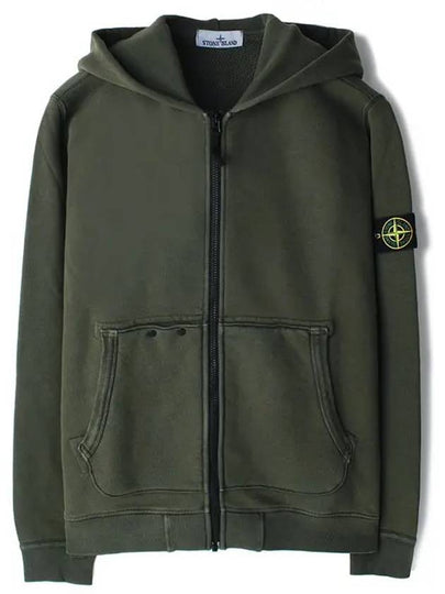 Logo Patch Zip-Up Hoodie Musk Green - STONE ISLAND - BALAAN 2