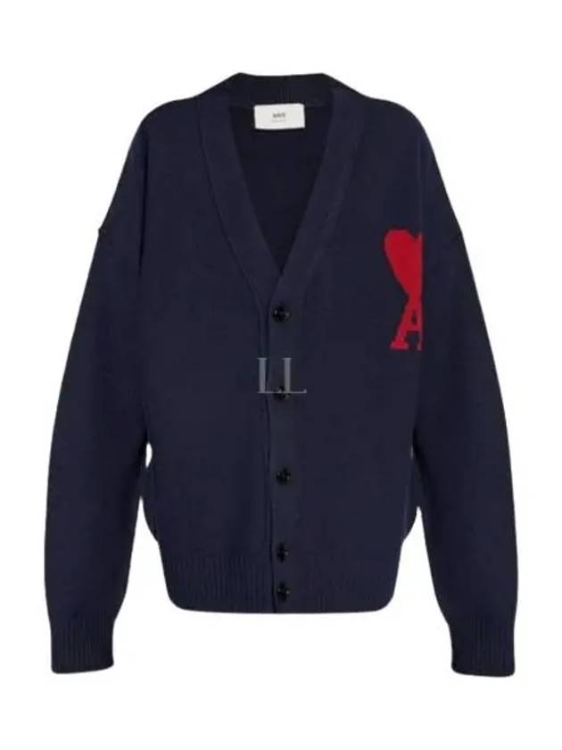 De Coeur Logo Wool Cardigan Navy - AMI - BALAAN 2