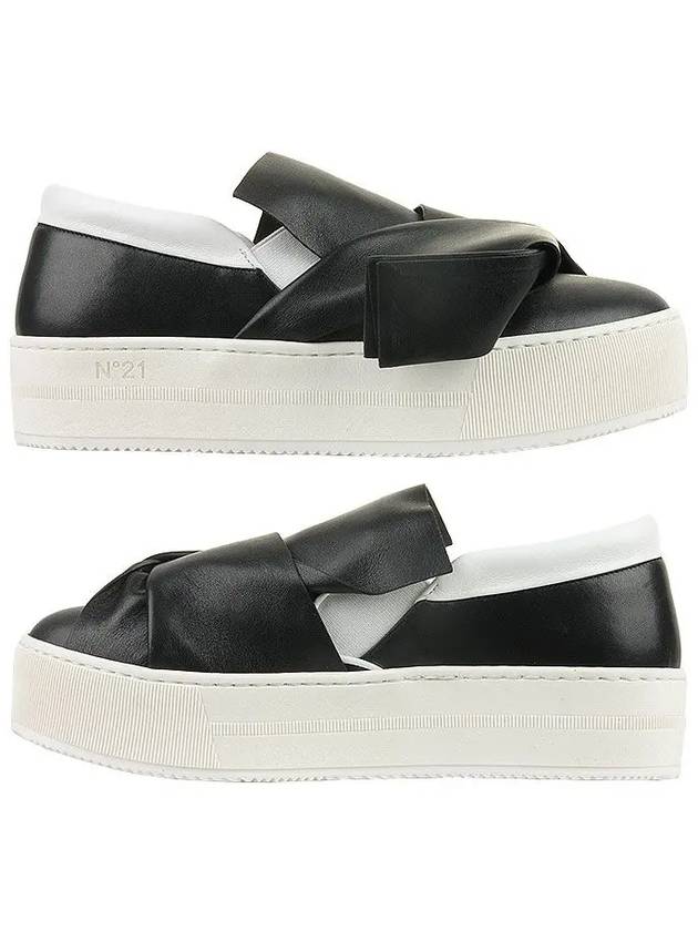 Leather Bow Slip-On Black - Nº 21 - BALAAN.