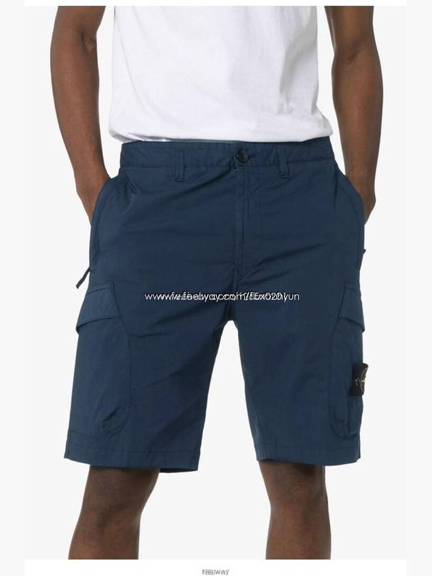 Men's Wappen Patch Bermuda Cargo Shorts Navy - STONE ISLAND - BALAAN 6