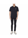 Cotton Qiqué Logo Patch Polo Shirt Navy - STONE ISLAND - BALAAN 4