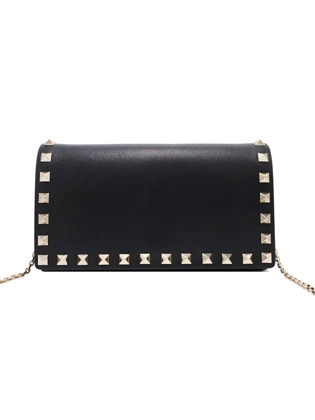 Women s Valentino RW2P0372BOL Black Calfskin Gold Rockstud Chain Cross Bag gt 2WAY Gangbuk used luxury goods - VALENTINO - BALAAN 5