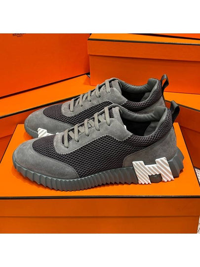 Men's Bouncing Sneakers Dark Gray Mesh H White Logo - HERMES - BALAAN 2