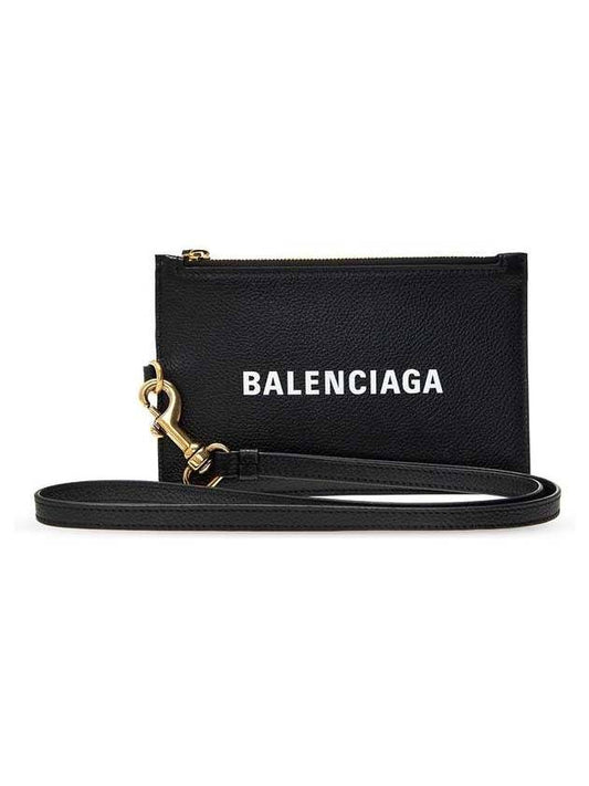 logo strap card wallet black - BALENCIAGA - BALAAN 1