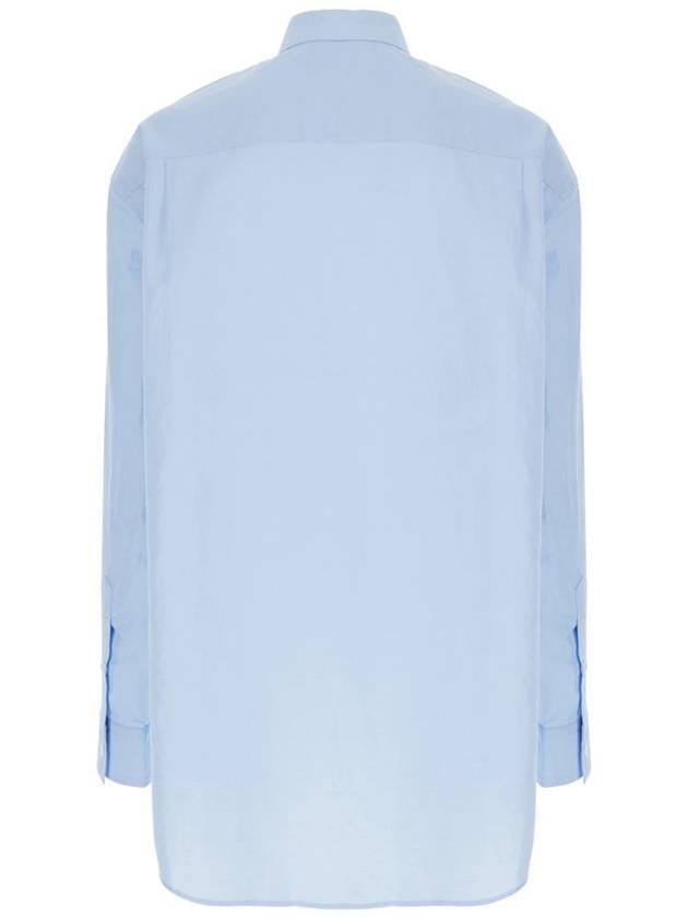 Light Blue Shirt With Classic Collar And Embroidery Detail On Front And Cuff In Linen And Cotton Blend Man - JW ANDERSON - BALAAN 2