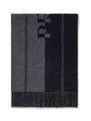 Jacquard Logo Small Wool Scarf Grey Black - PRADA - BALAAN 3