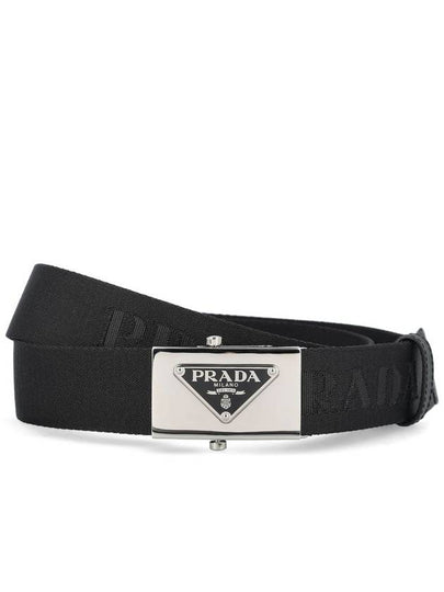 Triangle Logo Plaque Buckle Nylon Belt Black - PRADA - BALAAN 2