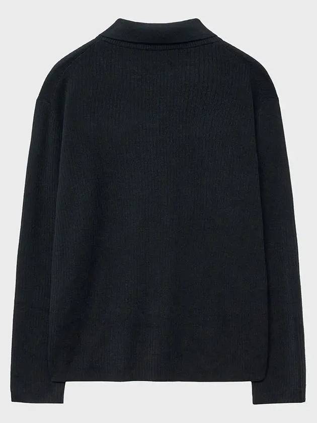 Layered V Neck Polo Knit Black - NOIRER - BALAAN 10