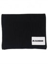 Logo Patch Wool Scarf Black - JIL SANDER - BALAAN 2