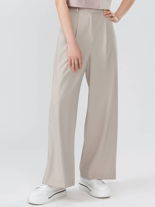 Denzel summer office look set-up belted point high waist wide pants stone DENZEL09SN - RAMUSTUDIO - BALAAN 3