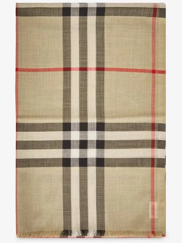 Check Wool Silk Scarf Beige - BURBERRY - BALAAN 3